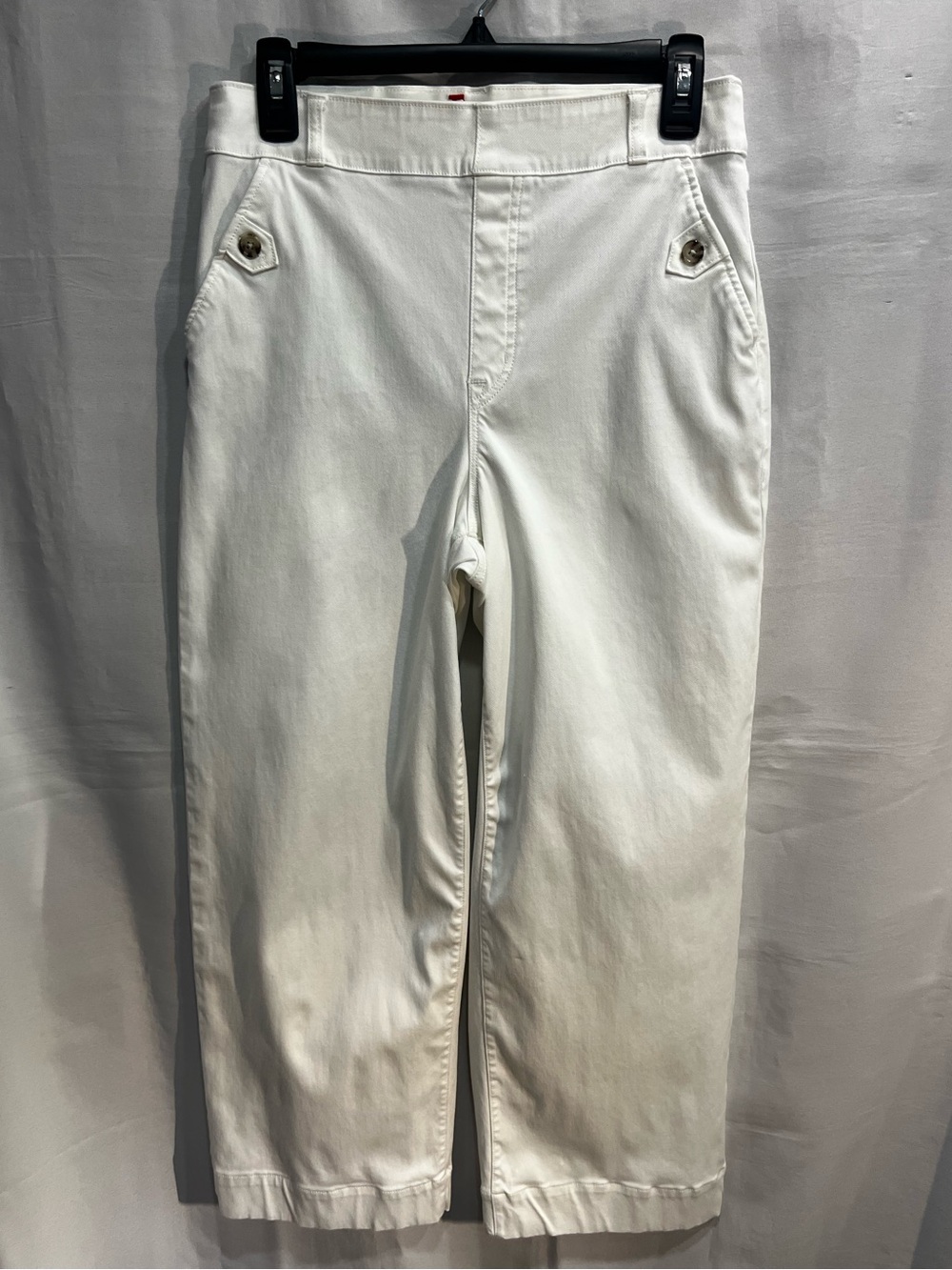 SPANX Bright White Stretch Twill Cropped Wide Leg Pants Size L